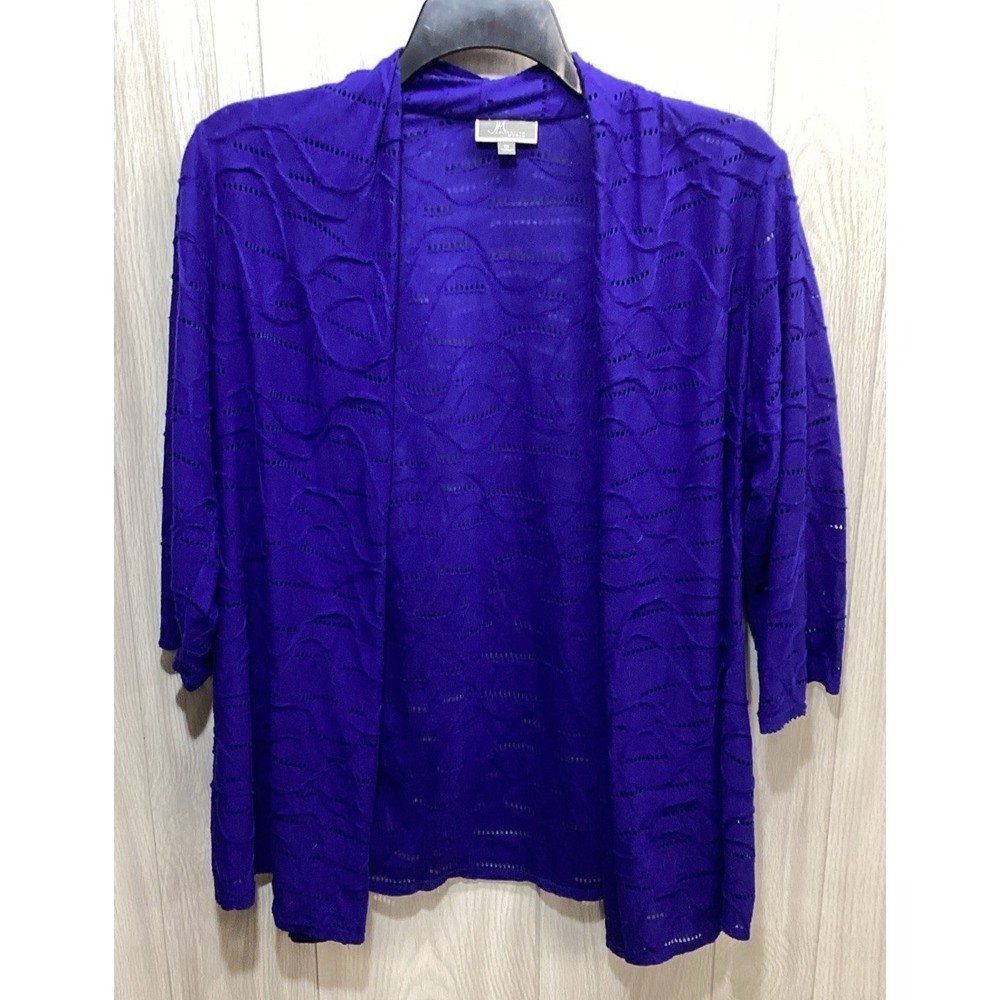 JM COLLCETION Women's (Size 1X) 3/4 Sleeve Open Front Cardigan Textured